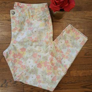 Elle Floral Pastel Skinny Ankle Jeans 16